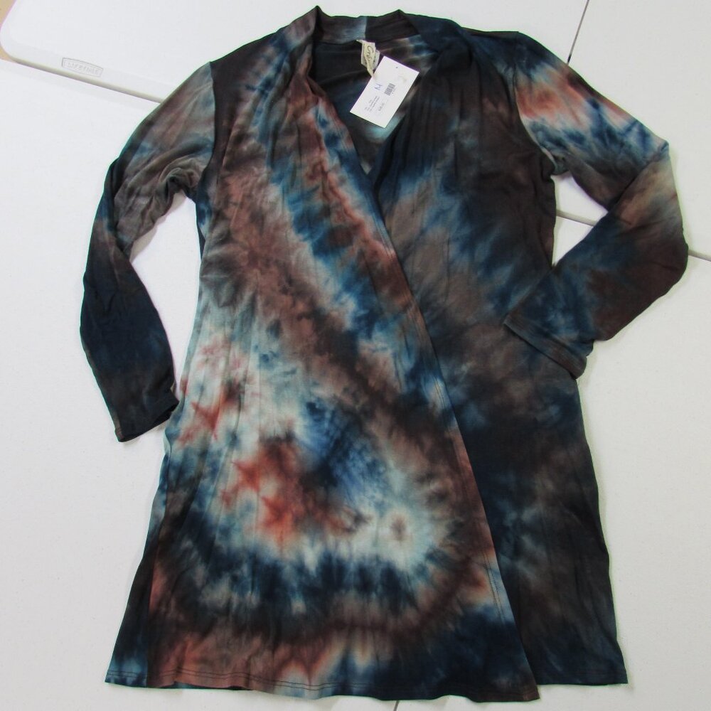 NWT Crepas Earthy Tie Dye Cardigan with Pockets Medium